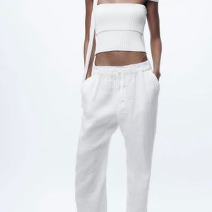 Zara White Linen Pajama Pants